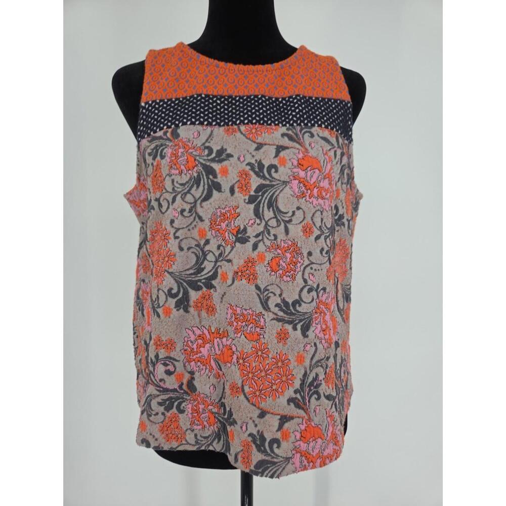 Meadow Rue Anthropologie Tank Top Womens M Tapestry Sleeveless Floral Boho Shell